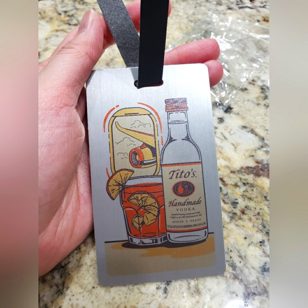 Tito's Vodka Metal Luggage Tag